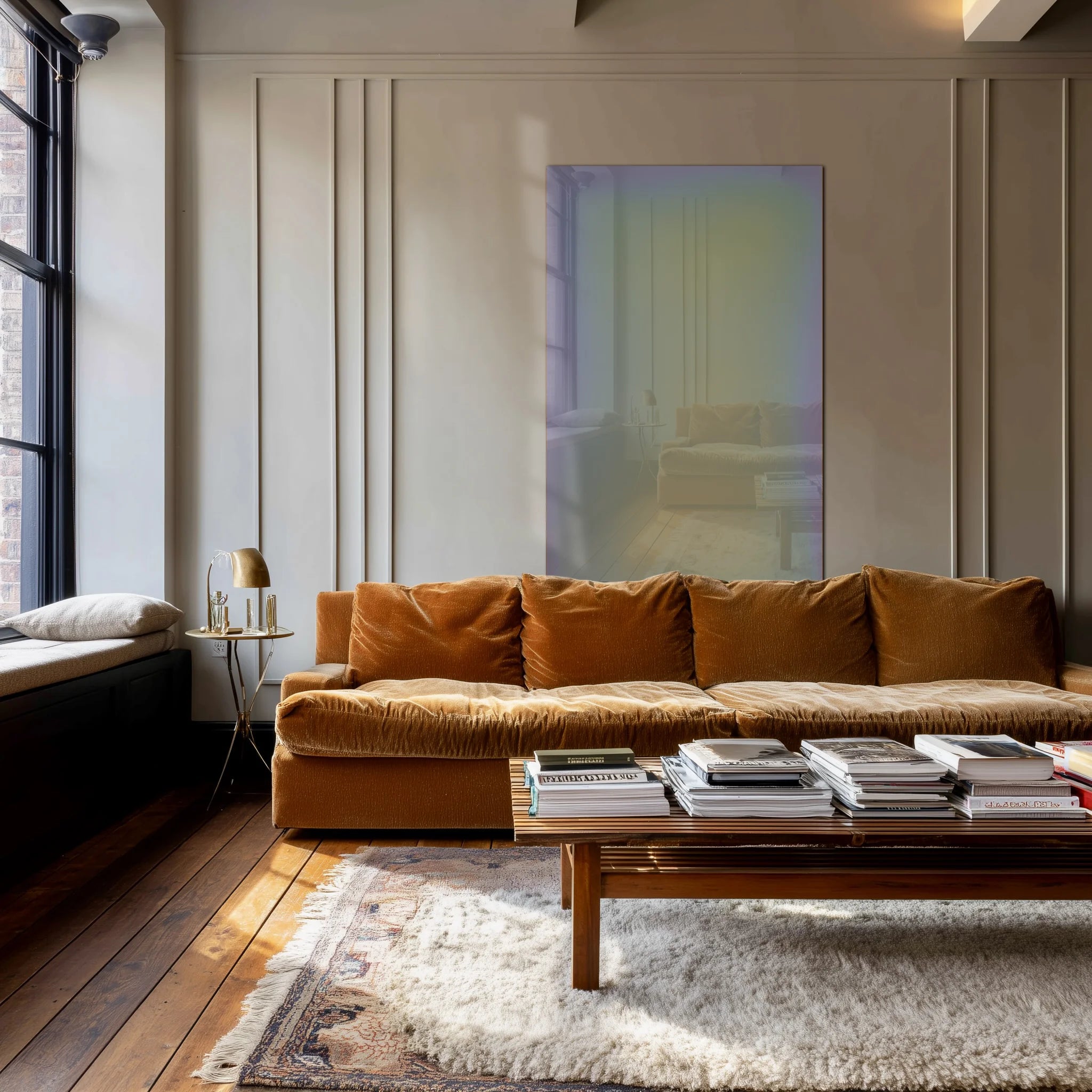 Get Lucky 8 in a creative studio beside a leather chair and brass lamp