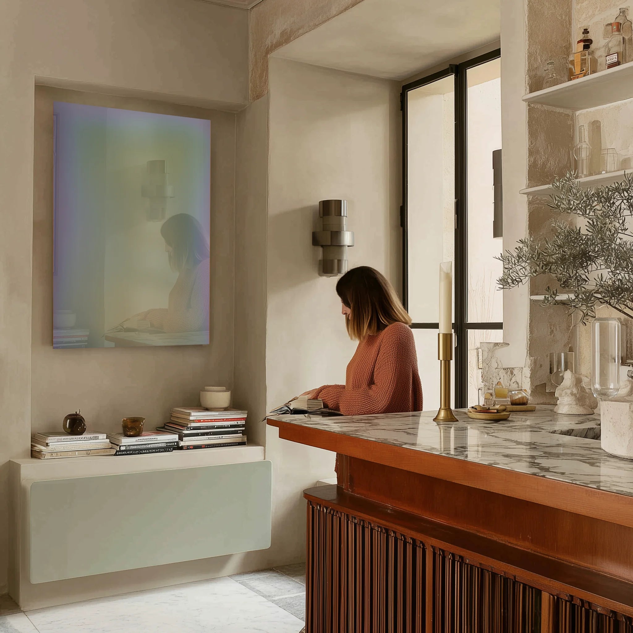 Get Lucky 8 in a quiet reading corner near a tall arched window