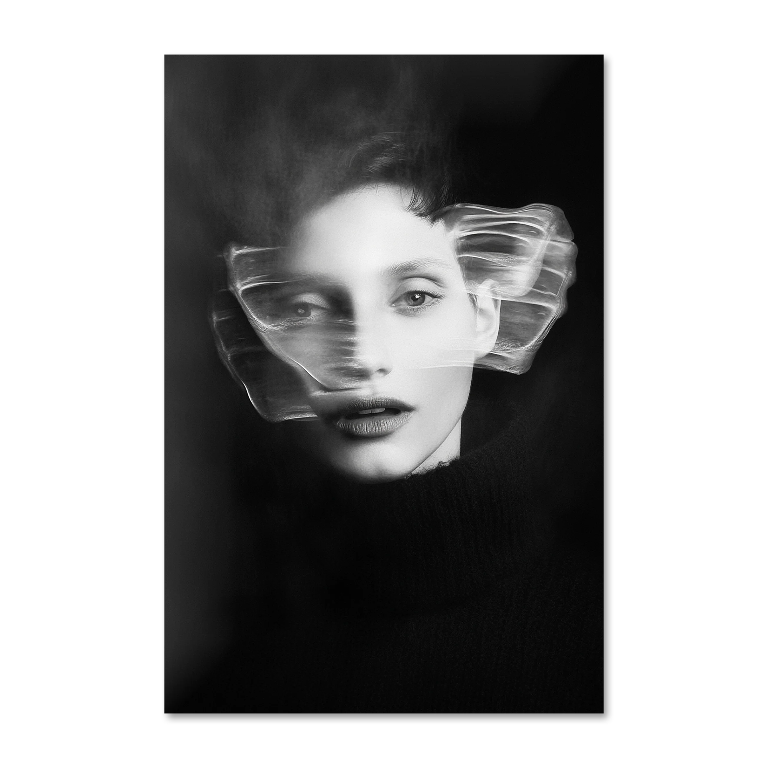 Ghosts Within 3 — ethereal black and white portrait wall art on frameless Alu-Dibond