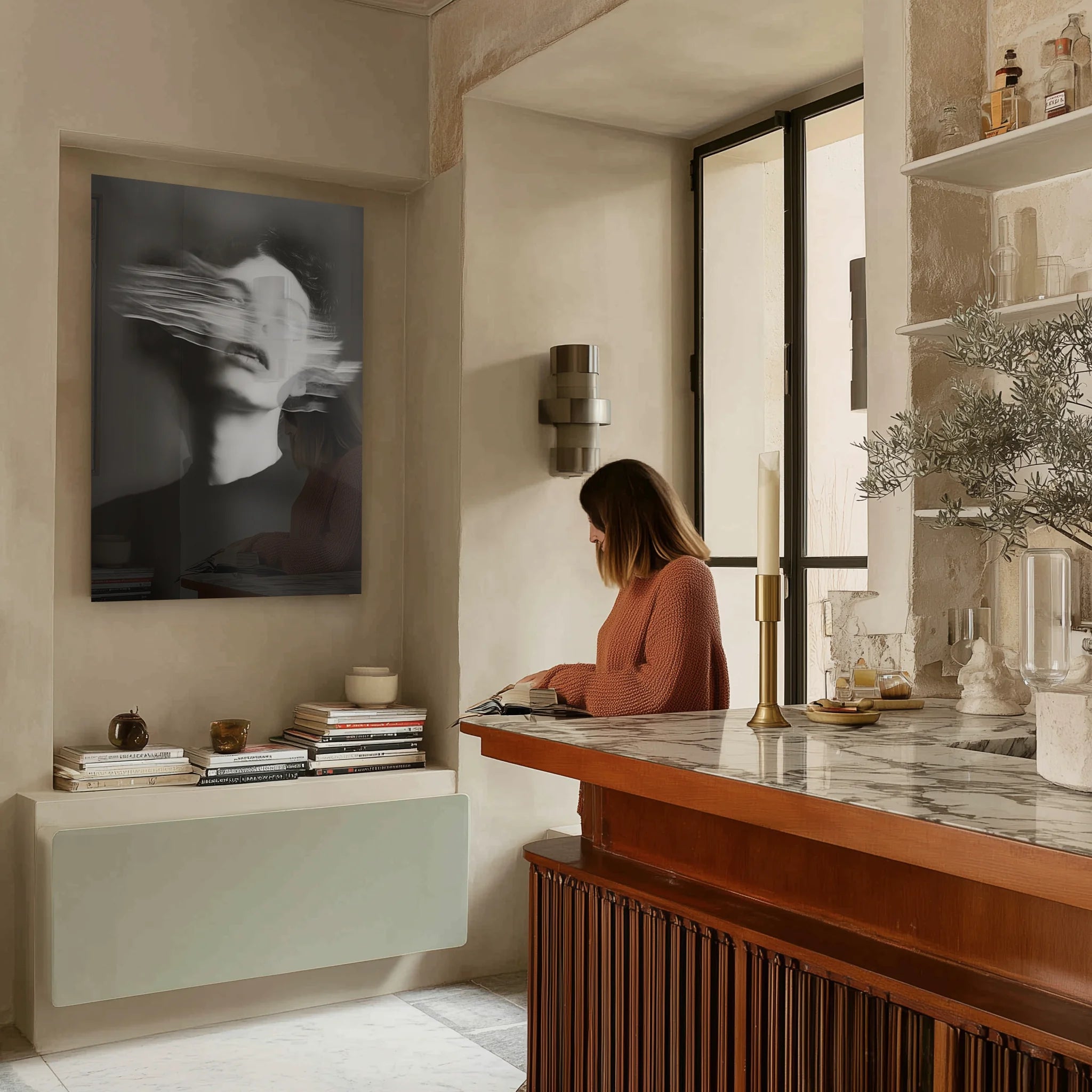 Ghosts Within 6 in a quiet office above a dark oak desk with a brass lamp