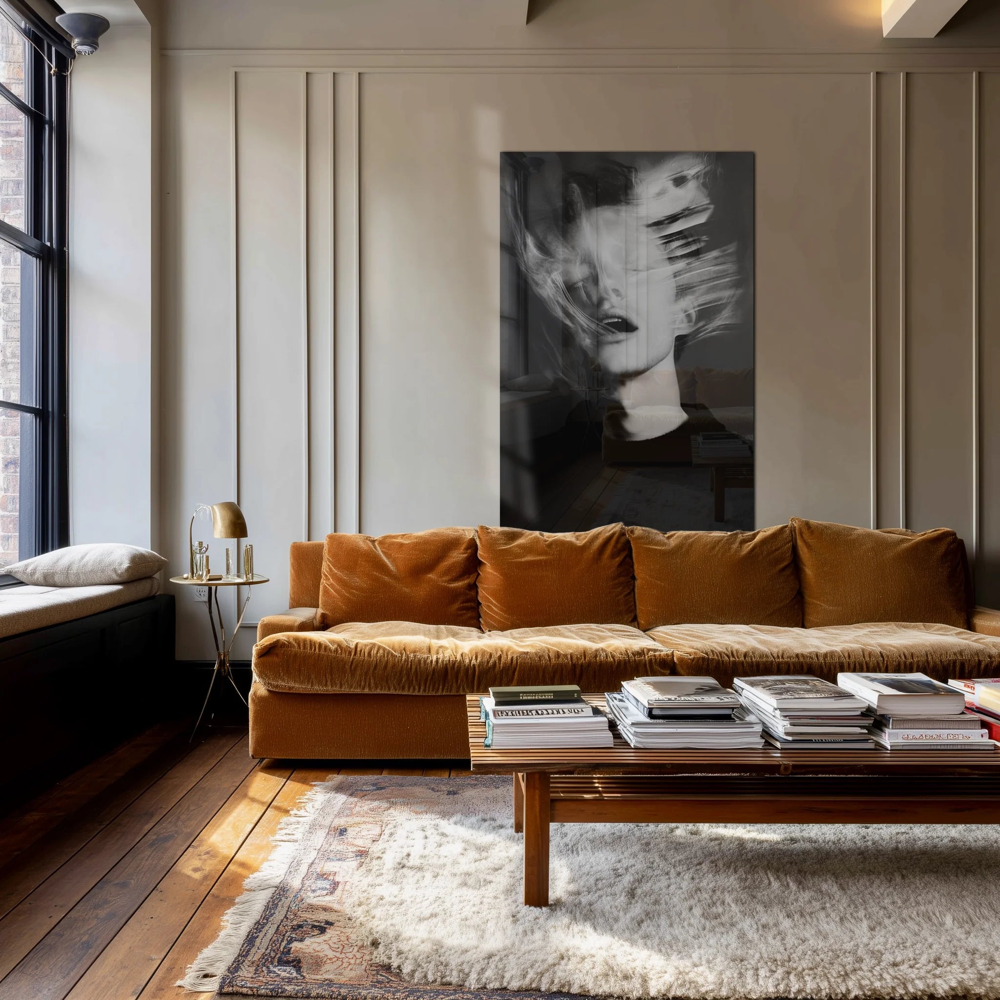 Ghosts Within 9 in a moody dining room above a dark walnut sideboard