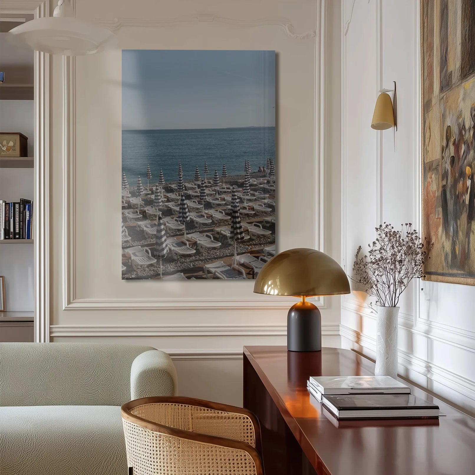 Il Porto in a study lined with books, leather chair and a low brass lamp