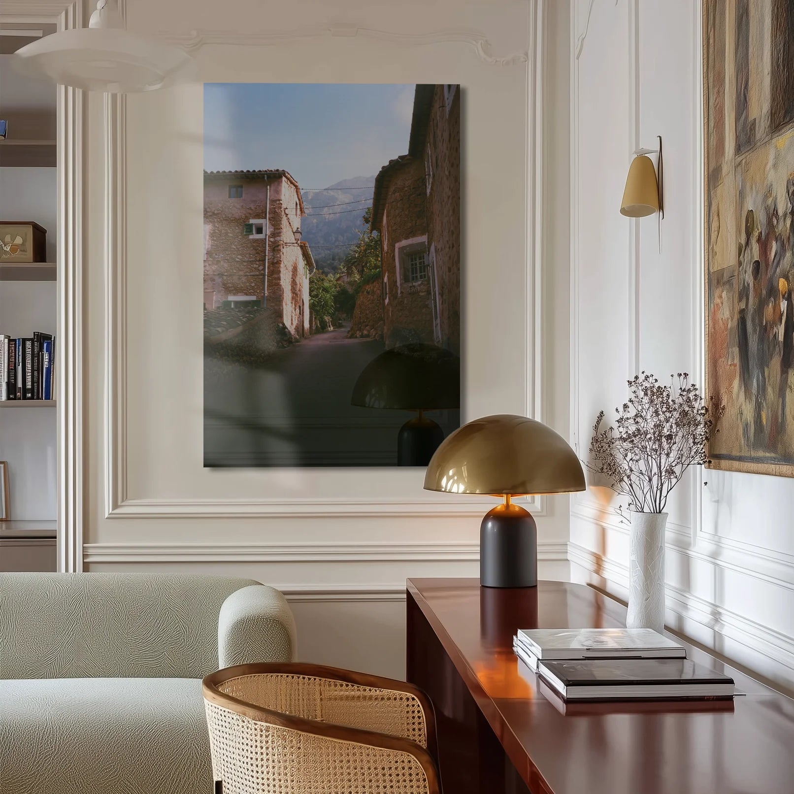 Il Vicolo in a minimalist marble kitchen, terracotta tones echoing the morning sun