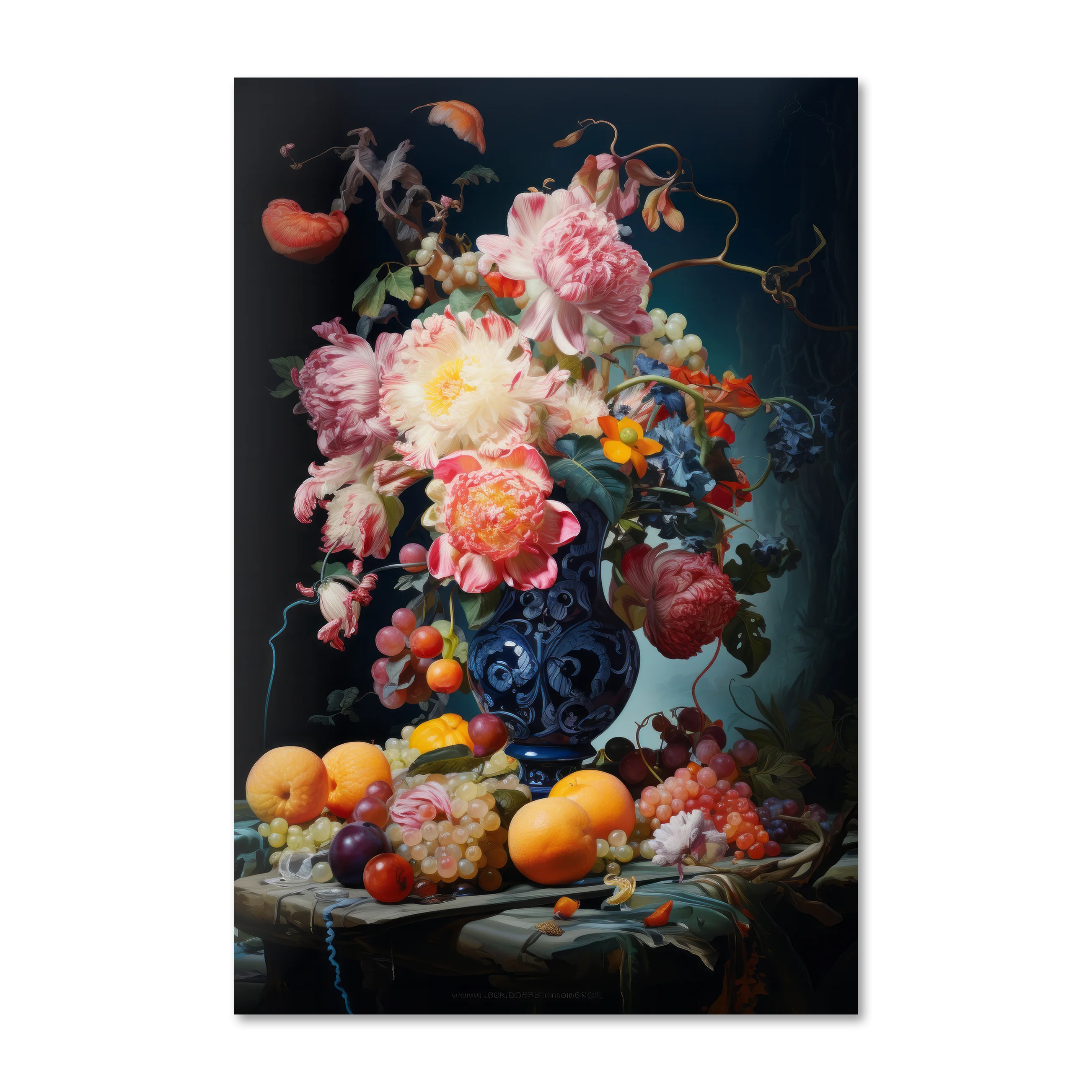 Stiller Life 3 — baroque floral still life wall art on frameless Alu-Dibond