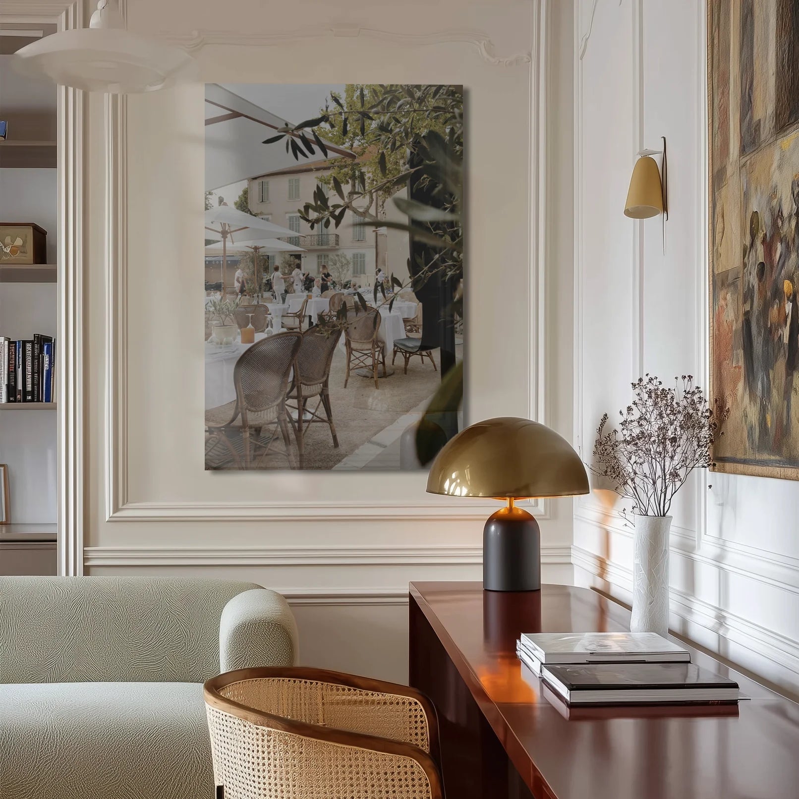 The Observer in a quiet bedroom above a low oak headboard