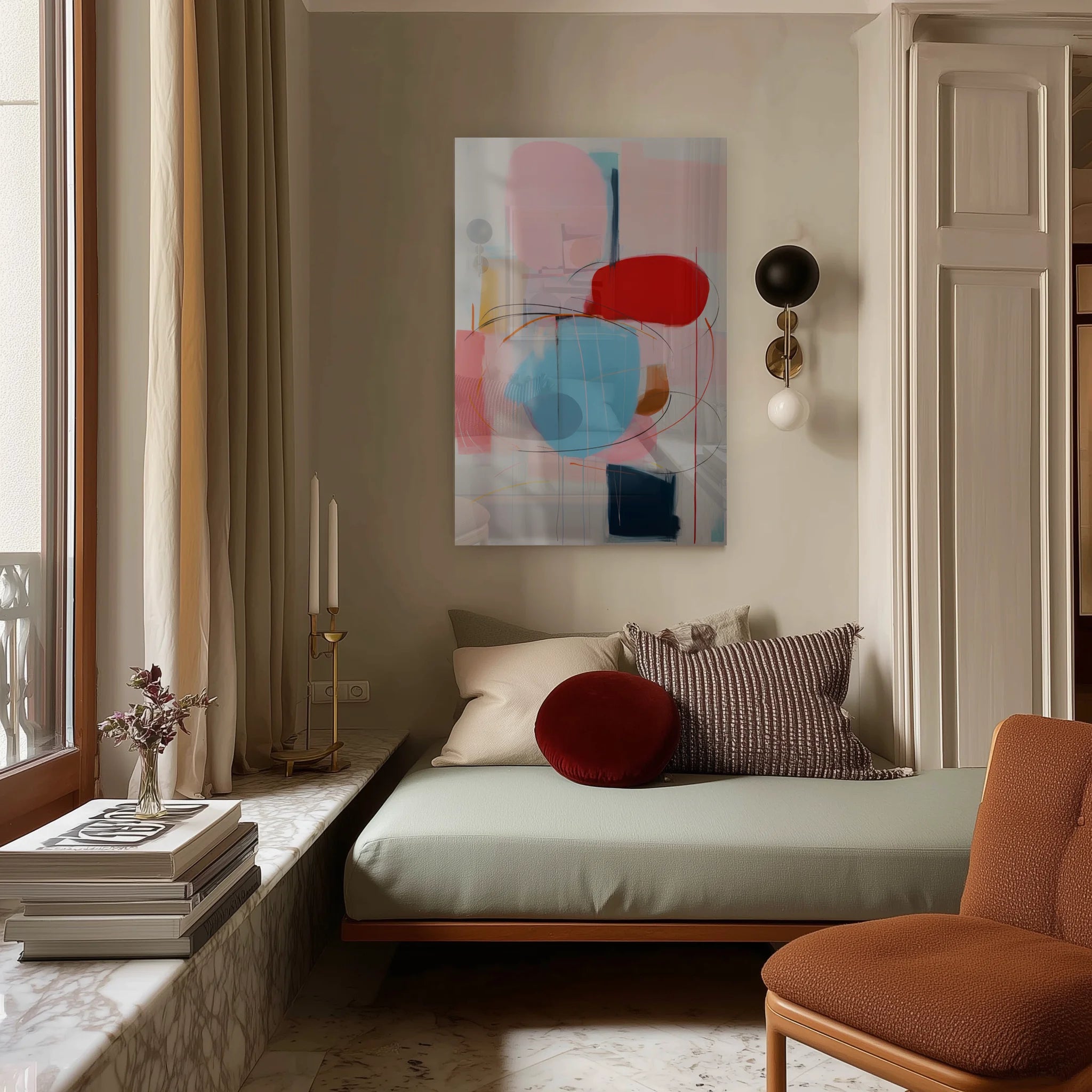 Ballouard 8 in a stone-toned dining room above a walnut sideboard