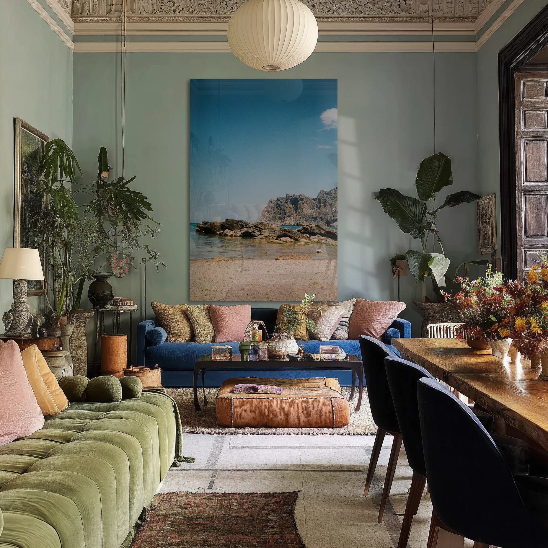 Mediterranean 0 Beach Afternoon in a reading corner with a Cesca chair and stacked books