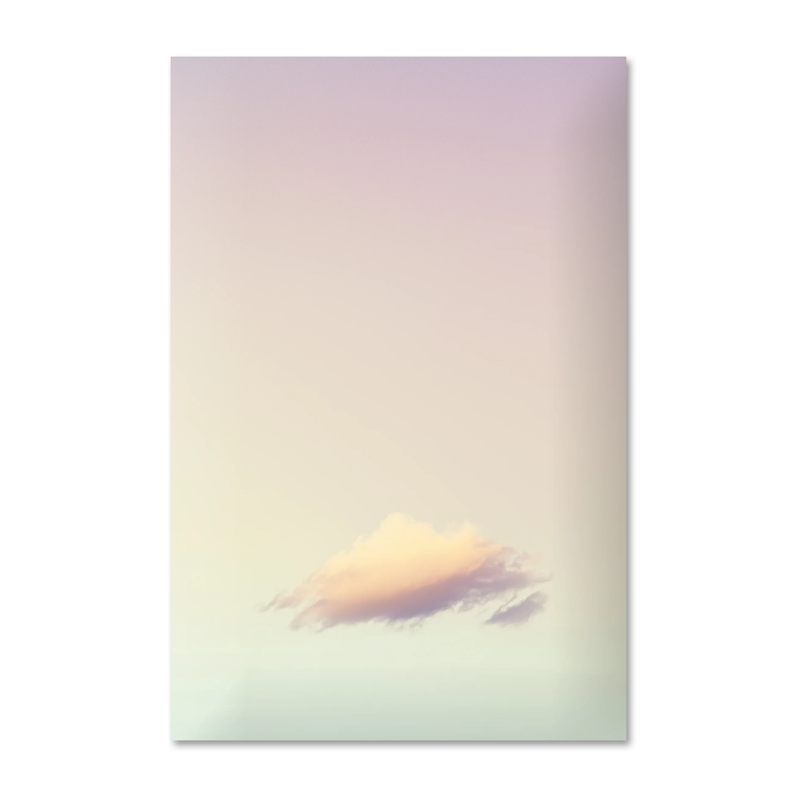 Cloudy Dream 2 — minimalist pastel cloud wall art on frameless Alu-Dibond