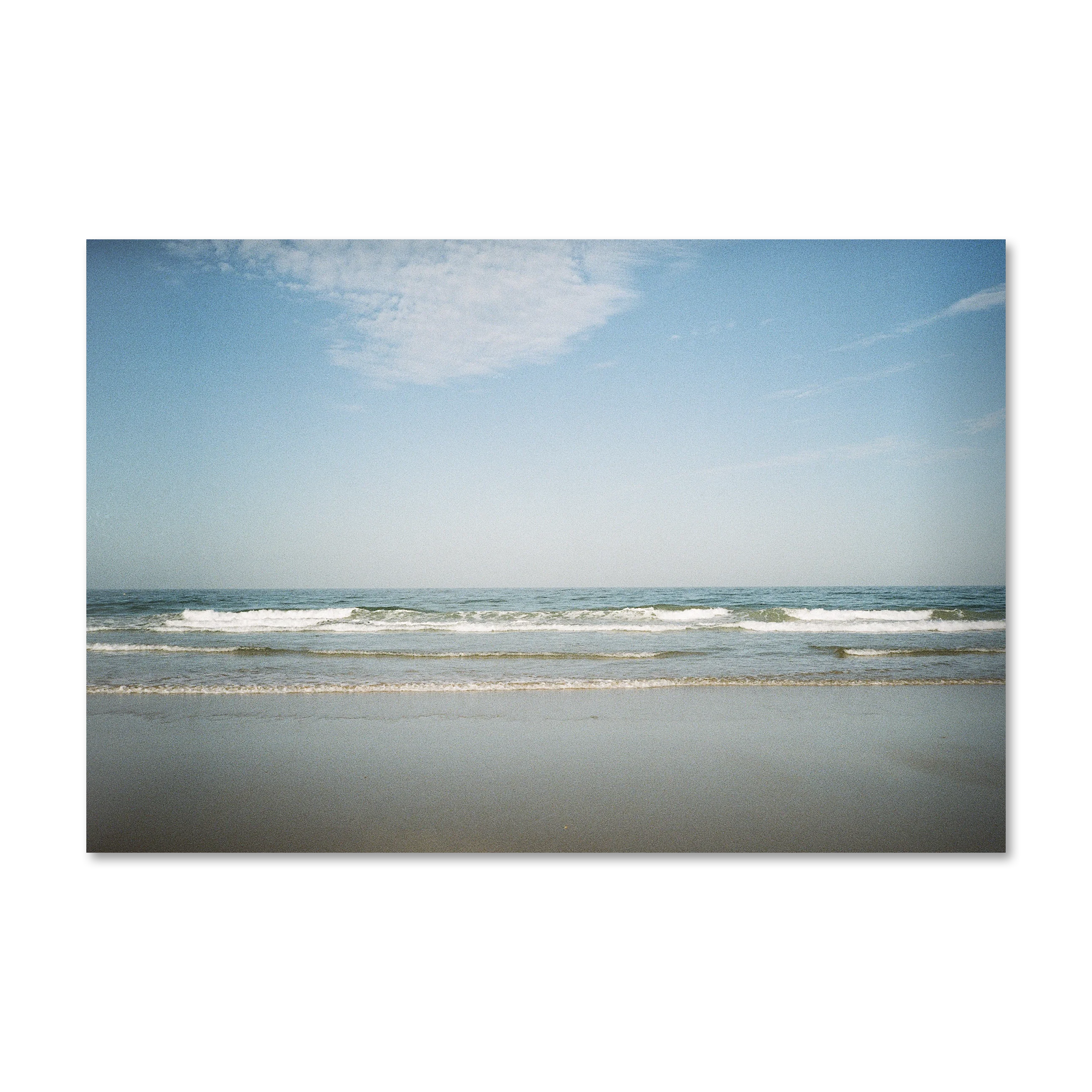 Distant Village — quiet Mediterranean coast wall art on frameless Alu-Dibond
