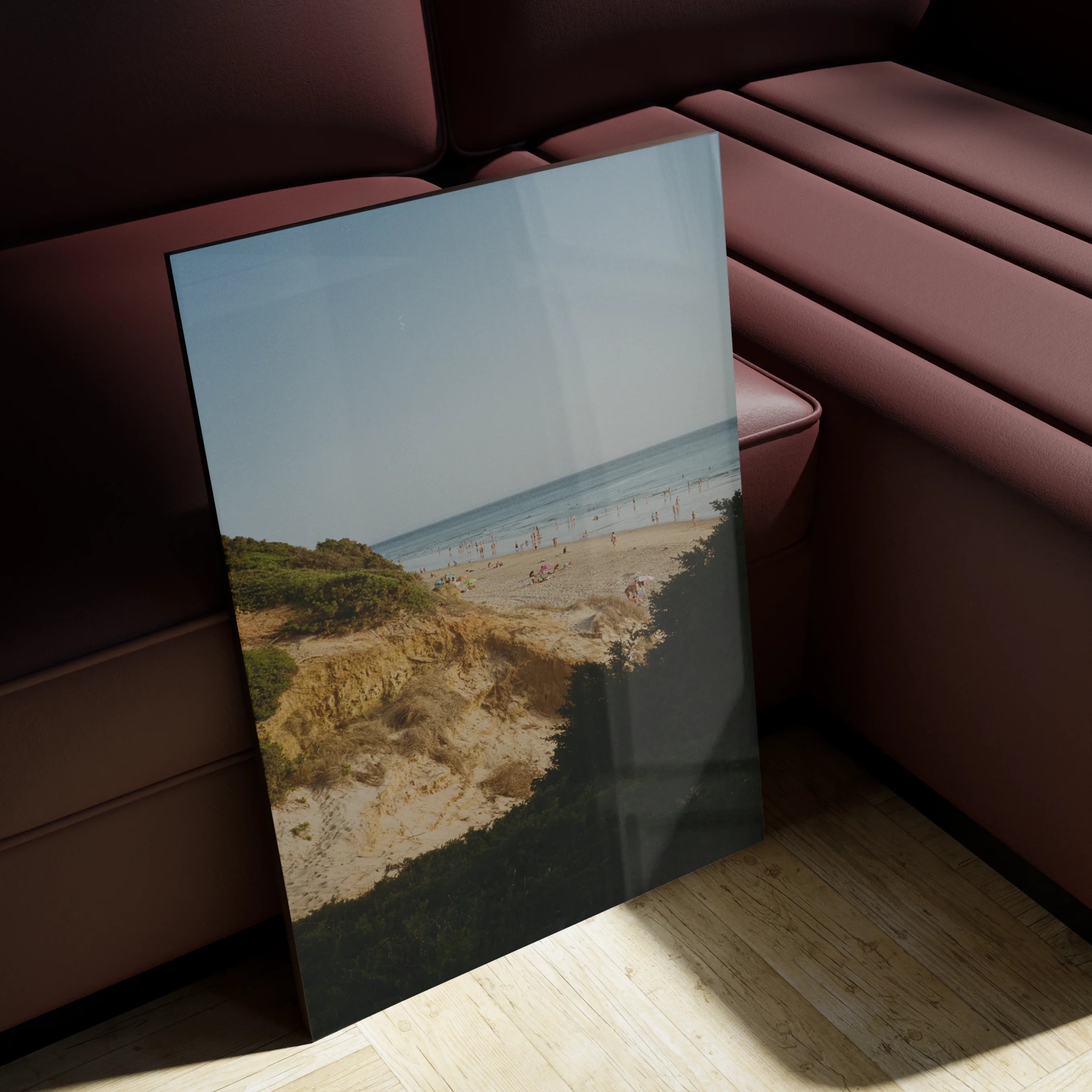 Emerald Coast in a travertine hallway with coastal light from the side