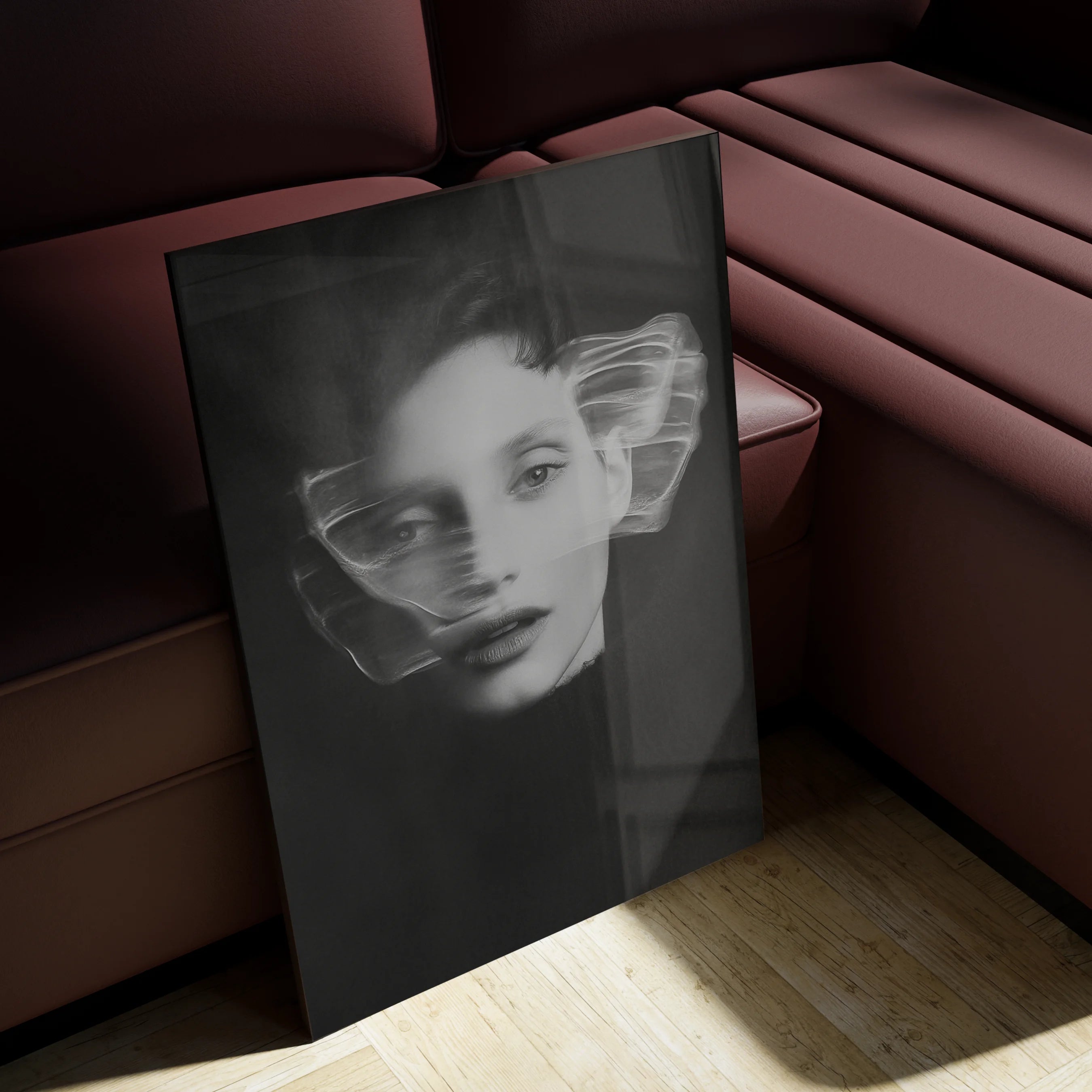 Ghosts Within 3 above a walnut credenza in a curated Berlin dining room