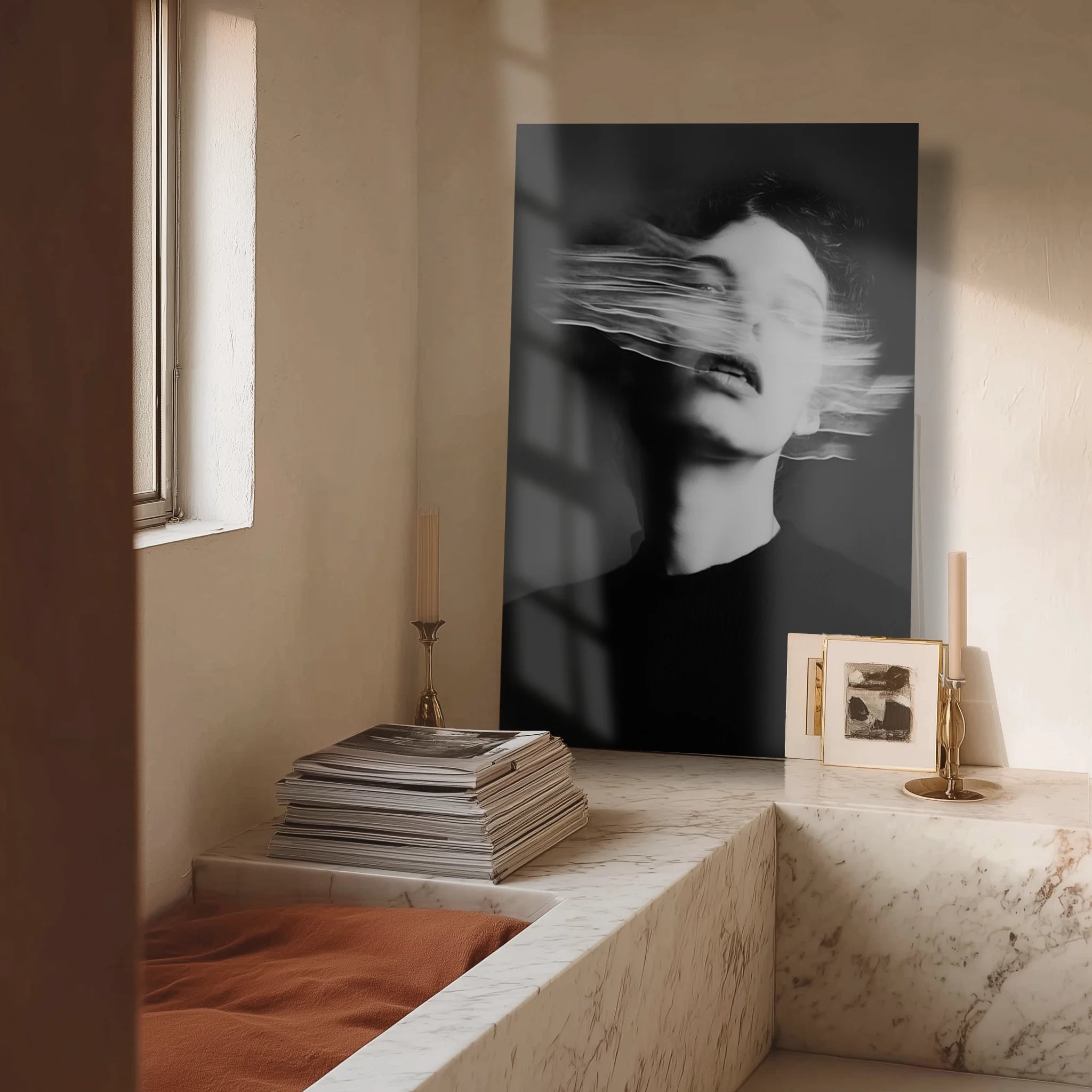 Ghosts Within 6 hung beside an arched doorway in a plaster-walled gallery space