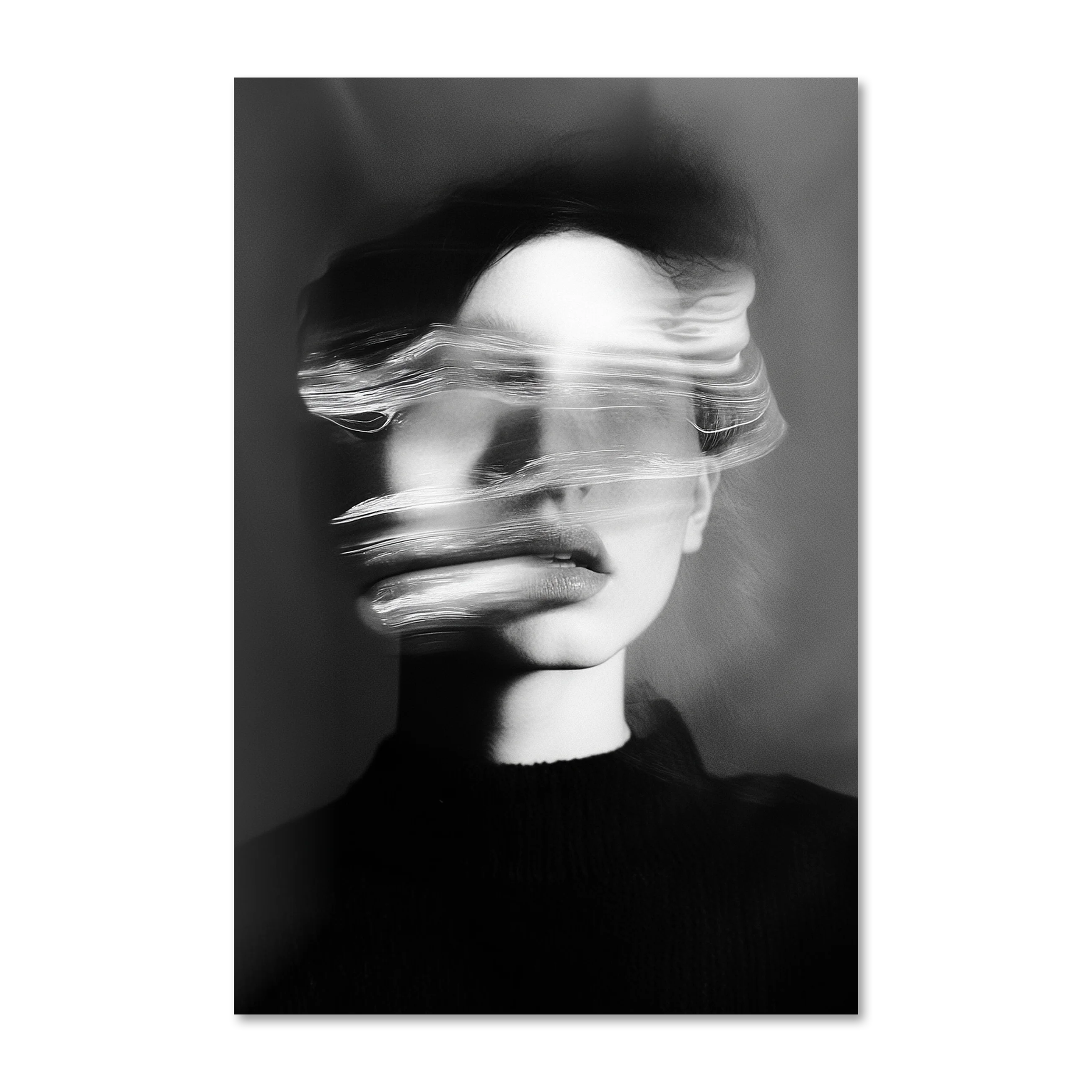 Ghosts Within 7 — ethereal black and white portrait wall art on frameless Alu-Dibond