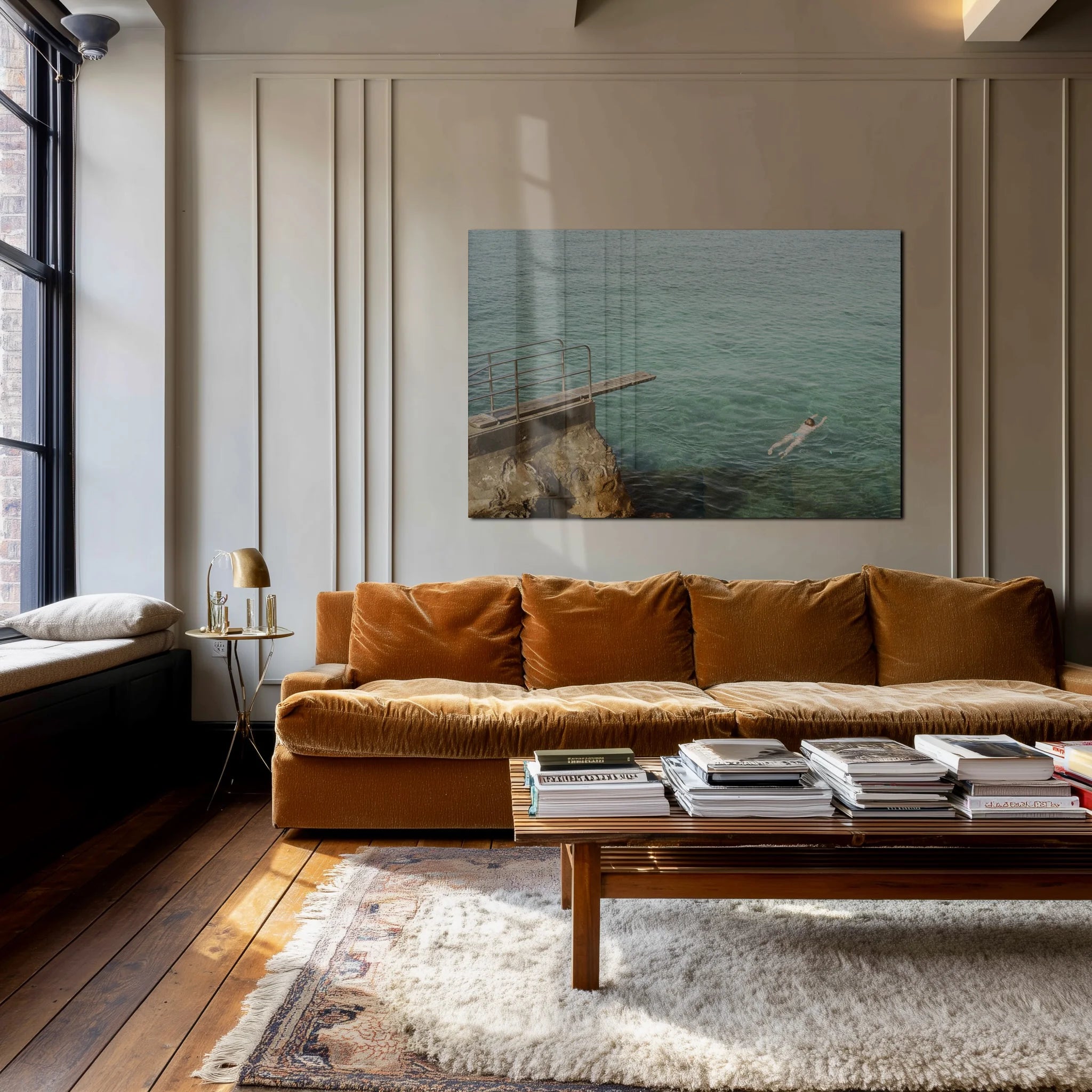 Mediterranean 2 in a cool bedroom with off-white linen and oak floors