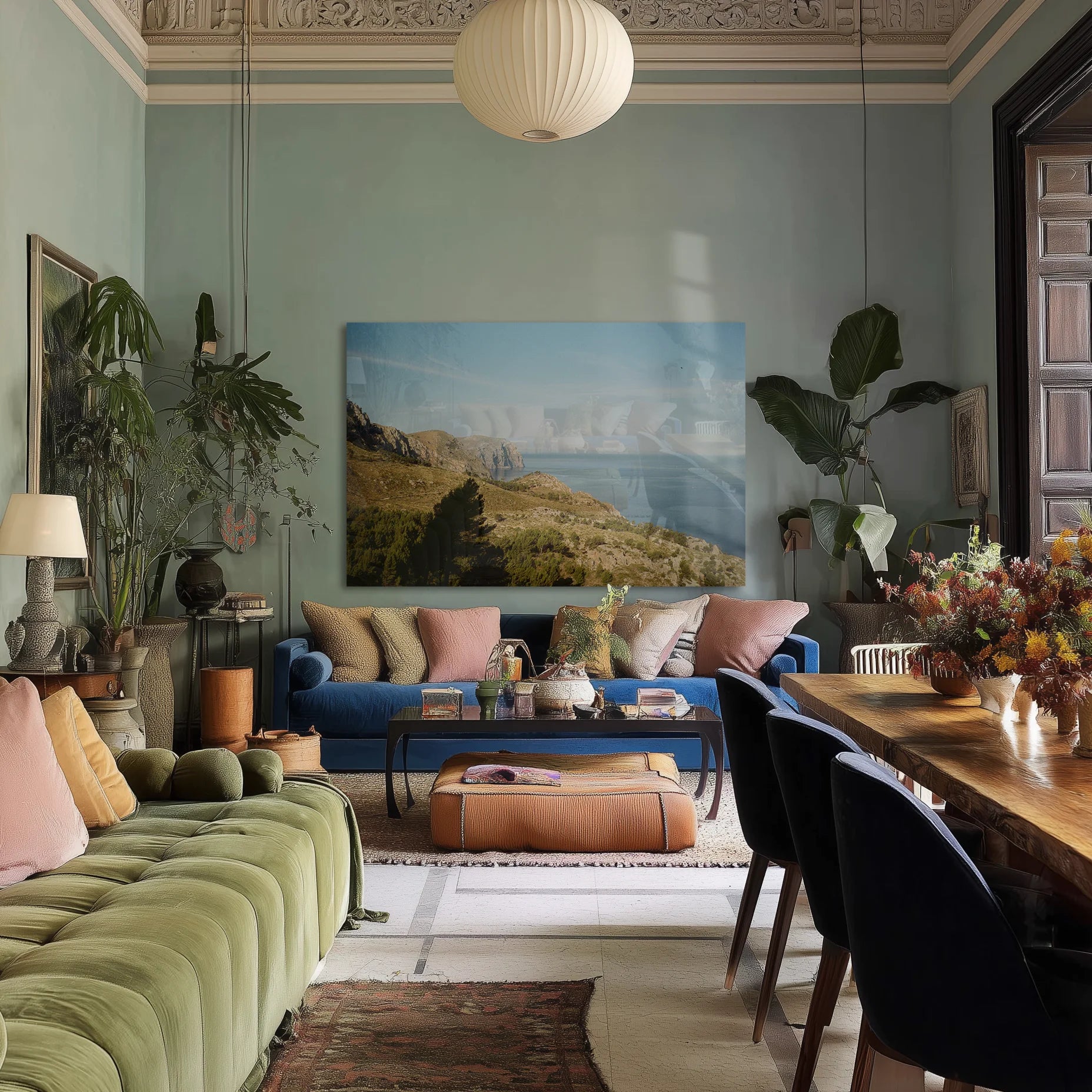 Oasis above a console in a softly lit Berlin altbau entryway