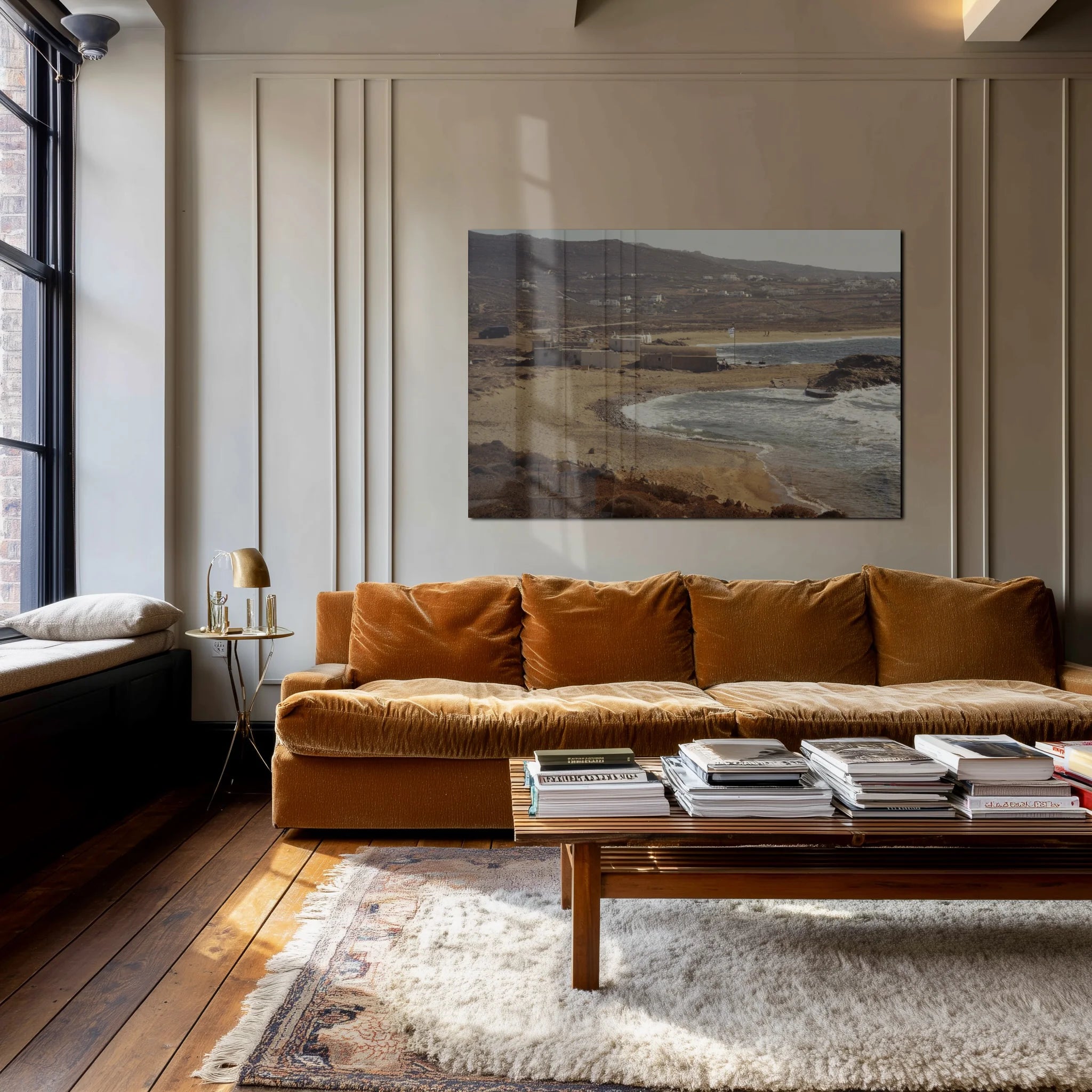 Palm Coast in a quiet home office above a walnut desk and reading chair