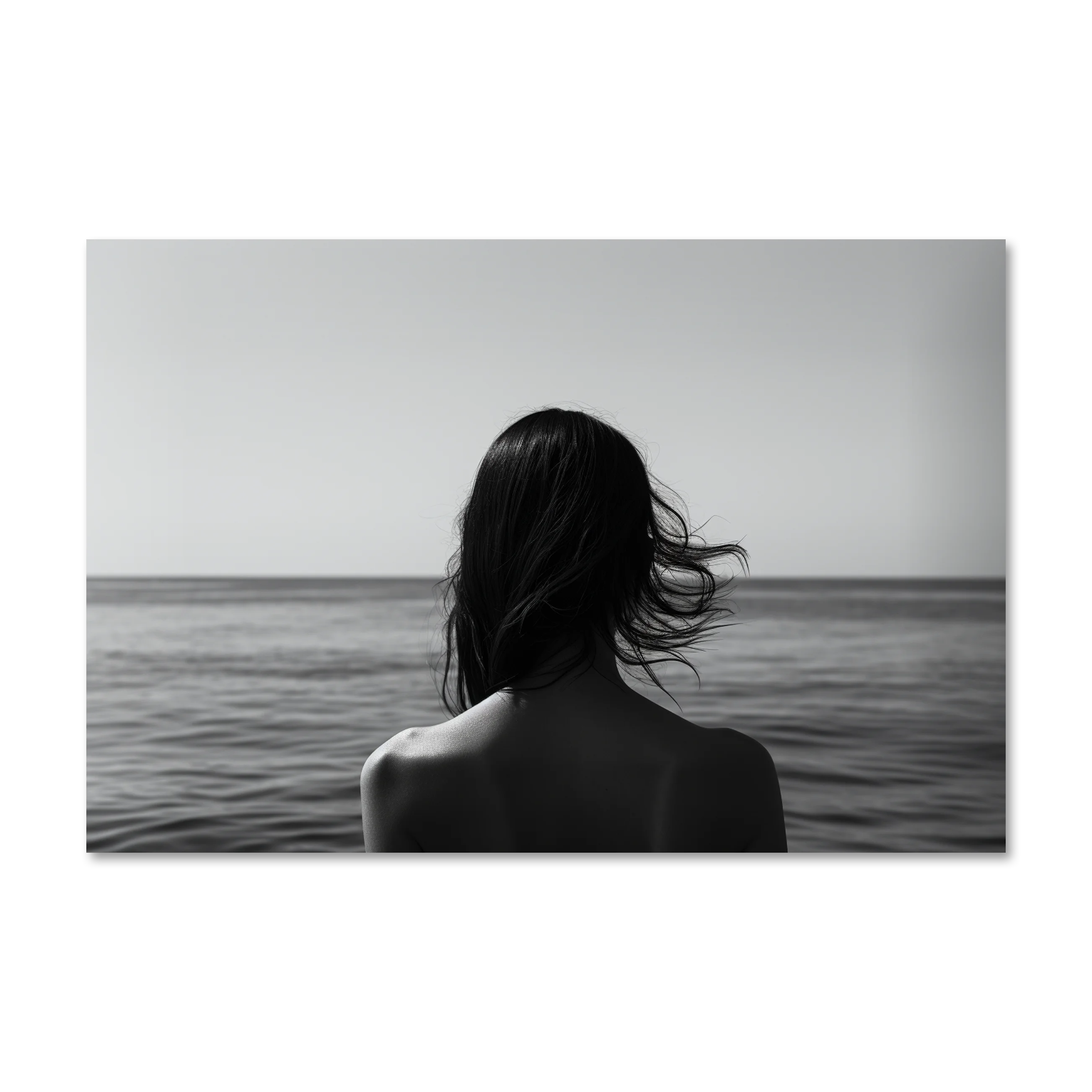 Shades of Tomorrow 2 — black and white fashion portrait wall art on frameless Alu-Dibond