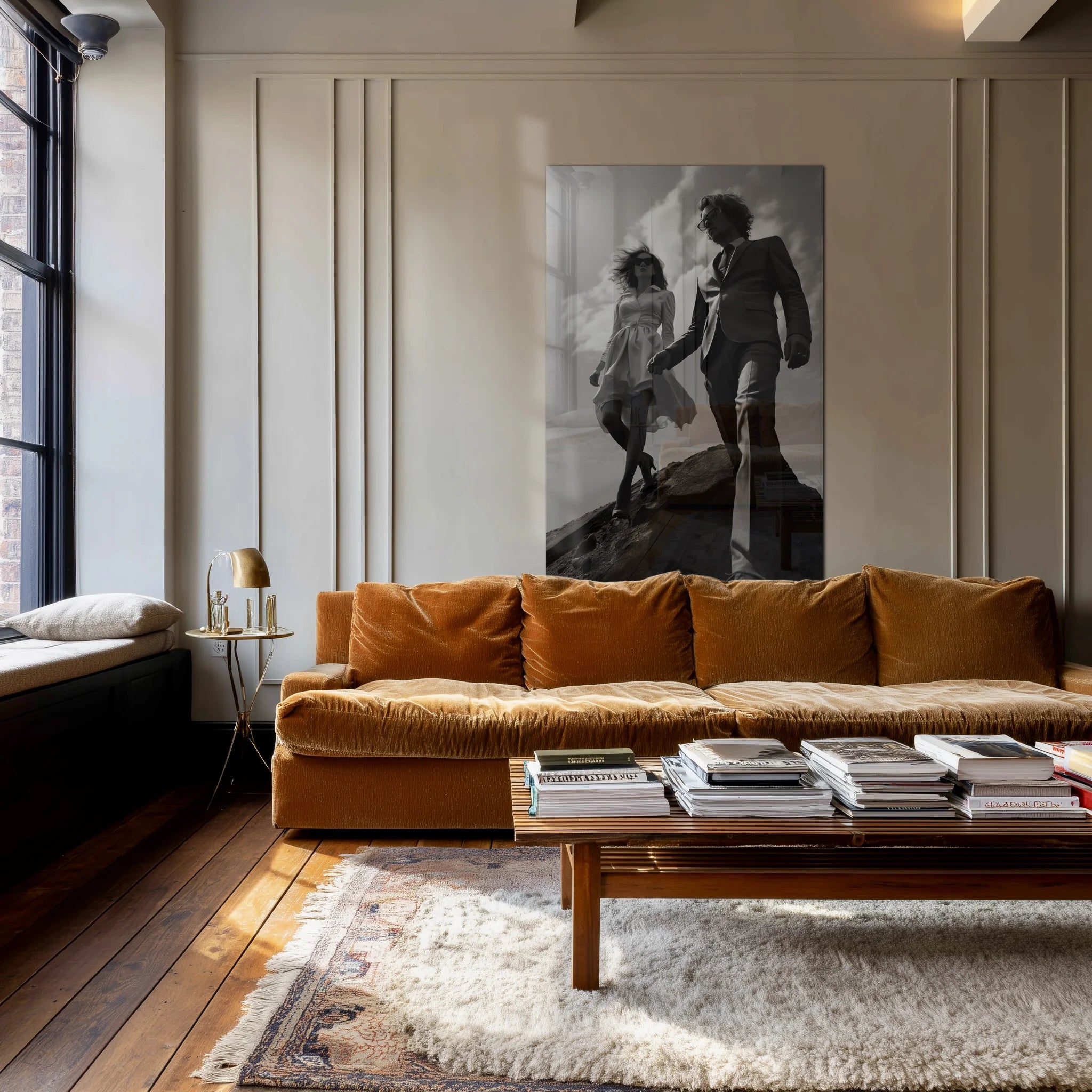 Shades of Tomorrow 3 anchoring a moody bedroom with charcoal walls