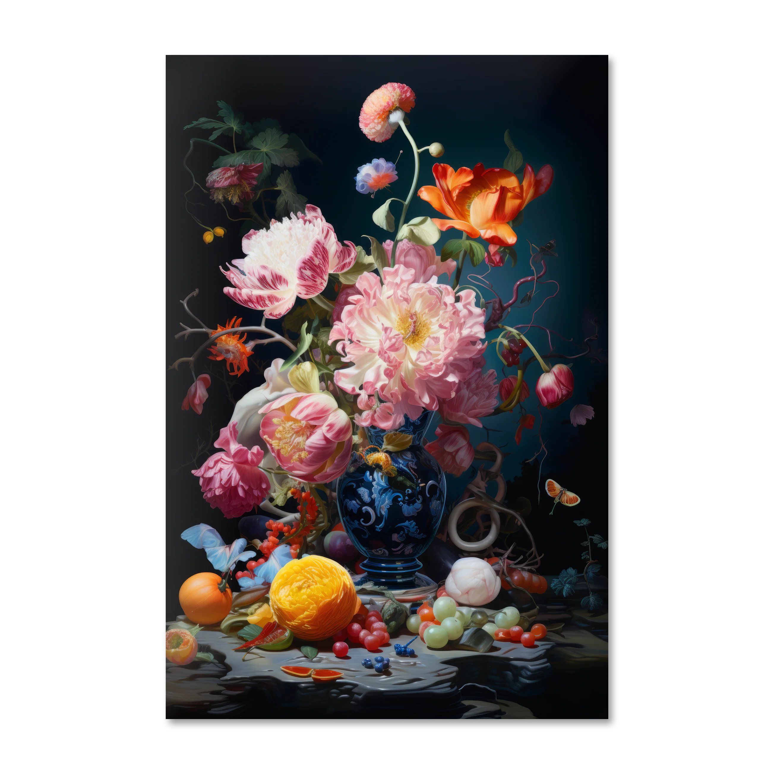 Stiller Life 1 — baroque still life wall art print on frameless Alu-Dibond