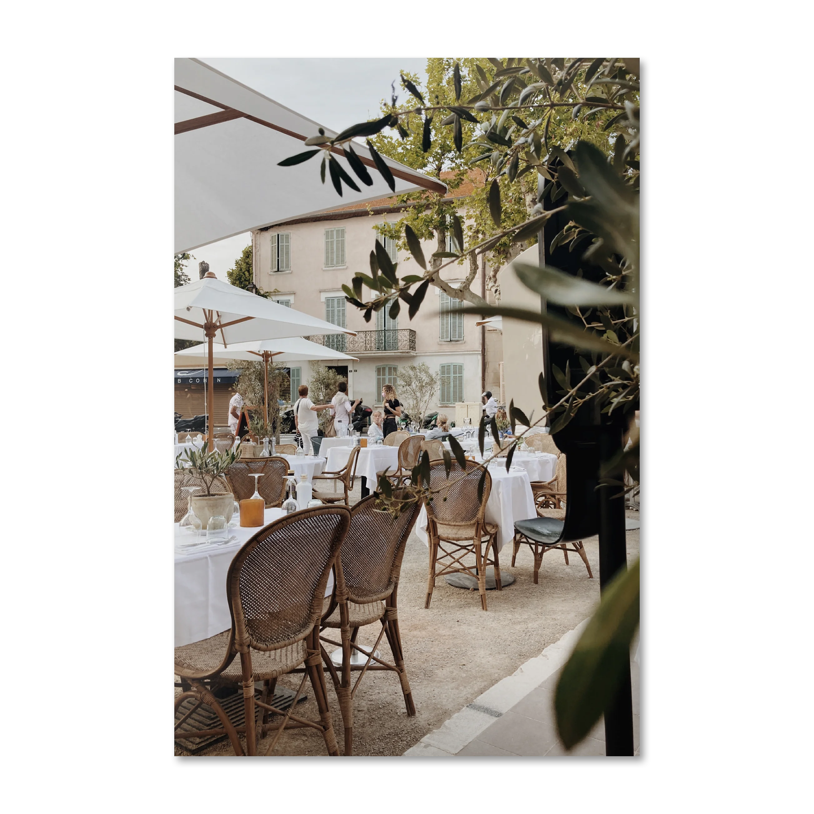 The Observer — Provençal terrace at midday on frameless Alu-Dibond wall art